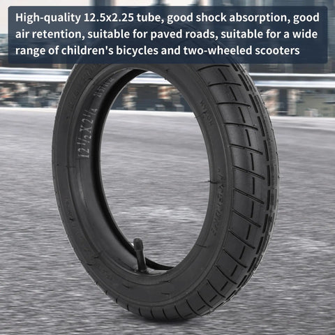 12.5X2.25 Bike Tire And Inner Tube Set 57 203 Compatible with Kids Bikes front view with urban background