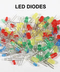 Colorful LED diodes from Massive 1900Pcs Electronics Component Kit Bundle With LED Diodes Resistors Capacitors Transistors DC Jacks