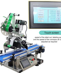 Automatic Flat Surface Labeling Machine With Built In Printer And Desktop Conveyor System For High Speed Precision Sticker Application Dead Simple Setup 110V with touchscreen controls
