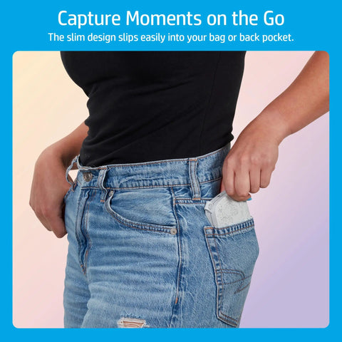 Pocket Sized Photo Printer For Instant Two By Three Inch Sticky Back Photos From Your Phone On The Go Luna Pearl Edition in pocket