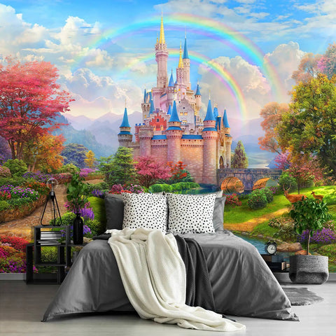 Large Fabric Mural Wallpaper For Living Room And Bedroom 108x75 Inches Not Peel And Stick 5 Panels Dope Water Resistant Stain Resistant Easy Care Modern 3D Floral Forest Beach Waves Design