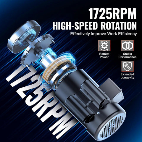 Beefy 2HP Single Phase Electric Motor For Air Compressors And General Machinery, 1725 RPM high-speed rotation display