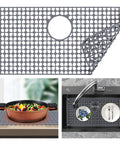 Silicone Kitchen Sink Mat Protector for Stainless Steel Sinks 27.2 x 13.4 Inches, gray, flexible, no slip, heat resistant, drain grate