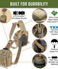 Streetwise EDC Tactical Sling Bag With Discreet Concealed Carry Pocket And PALS Modular Straps crafted from heavy duty khaki nylon features.