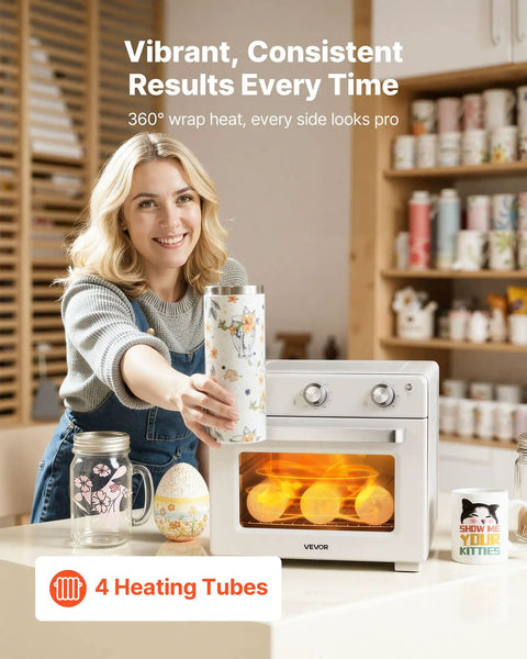 Person using Sublimation Oven Machine Kit For Tumblers Mugs Bowls 26 Qt With 360 Turbo Convection