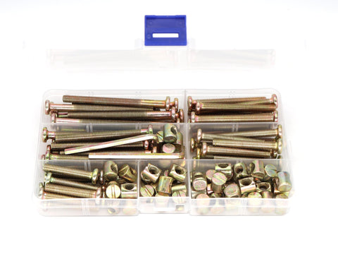 Crib And Bunk Bed Screws Kit You Need 100 Pcs M6 Hex Socket Bolts 35mm 45mm 55mm 65mm 75mm Plus Barrel Nuts in Clear Storage Box