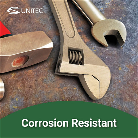Non-Sparking Adjustable End Wrench 8 Inch Aluminum Bronze with Hammer, Corrosion-Resistant, TUV Certified Tool