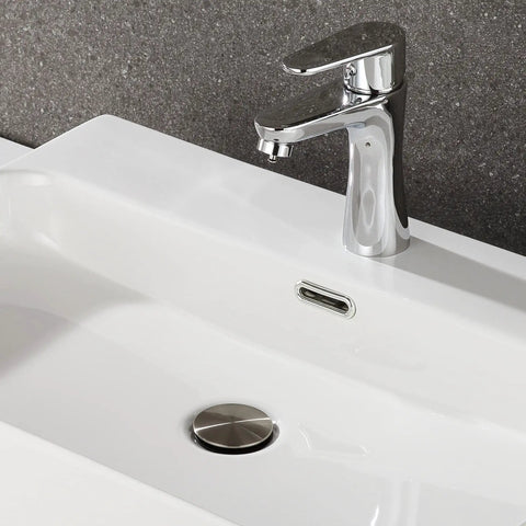 Pop Up Bathroom Sink Drain With Overflow For Vessel Sinks, Push Type Stopper, Brushed Nickel Vanity Assembly With Strainer