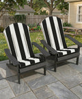 50x20 Inch Adirondack Chair Cushions Set Of 2 Outdoor Rocking Cushions All Weather Waterproof Fade Resistant High Back Patio Replacement Cushions Black Stripe Yarn Dyed Skin Safe PFAS Free on chairs in garden