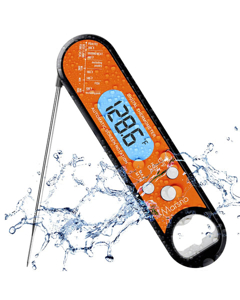Instant Read Digital Meat Thermometer For Grillin And Roasting, Fast And Accurate, Backlit Display With Auto Rotating Screen
