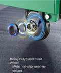 Heavy Duty Folding Platform Cart With Push Handle Built Like A Workhorse For Hauling And Loading Anti Slip Deck Quiet Wheels Easy Fold Ideal For Warehouse Garage And Workshop Transport, close-up of silent solid wheel