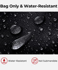 Water droplets on Gear Up Fishing Backpack With Rod Holder And Lightweight Sling Design emphasizing its water-resistant material.