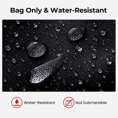 Water droplets on Gear Up Fishing Backpack With Rod Holder And Lightweight Sling Design emphasizing its water-resistant material.