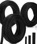 Tough As Nails Braided Cable Protector Sleeving For Zero Tangle Cord Wrap And Auto Harness Routing Easy Grip Pet Wire Loom Tube 150 Feet Long Black in coils with USB cables.