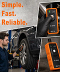 Pro TPMS Reset Tool For Fast Tire Pressure Sensor Activation And One Button Relearn Designed For Most Vehicles in use during tire check.