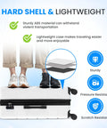 20-inch white hardside carry-on luggage with double spinner wheels and TSA lock