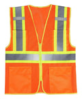 Top Shelf Unisex Mesh High Visibility Reflective Safety Vest In Bright Orange With Dead Simple Zipper And Spacious Pockets For Cycling Commuting And All Day Hustle Wear.