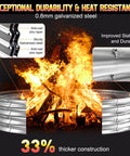60 Inch Fire Pit Ring Heavy Duty Galvanized Steel For Outdoor Wood Burning Pits With Spark Guard Heat Resistant Campfire Ring