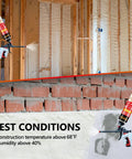 Using the DIY Spray Foam Insulation Kit With 24 Pack 25 Ounce Cans Covers Up To 480 Sq Ft Closed Cell Foam on walls and bricks.