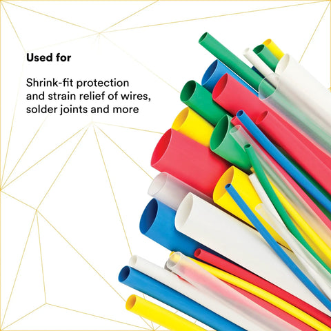 Heat Shrink Tubing Assortment Kit FP-301 With 133 Color Tubes, vibrant tubes displayed, ideal for electrical insulation