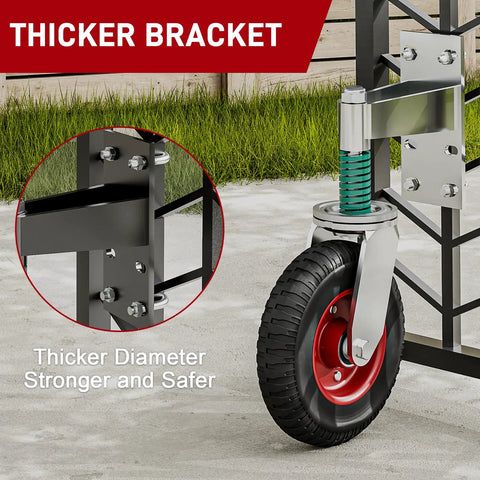 Beefed Up 8 Inch Heavy Duty Gate Wheel Kit For Wooden And Metal Tube Gates Supports Up To 700 Lbs Spring Loaded 360 Degree Rotating Caster Red