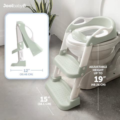 Tot Potty Training Seat With Two Step Ladder And Splash Guard Adjustable Height Bathroom Stool For Kids Hecka Easy Independent Toilet Setup In Nifty Sage