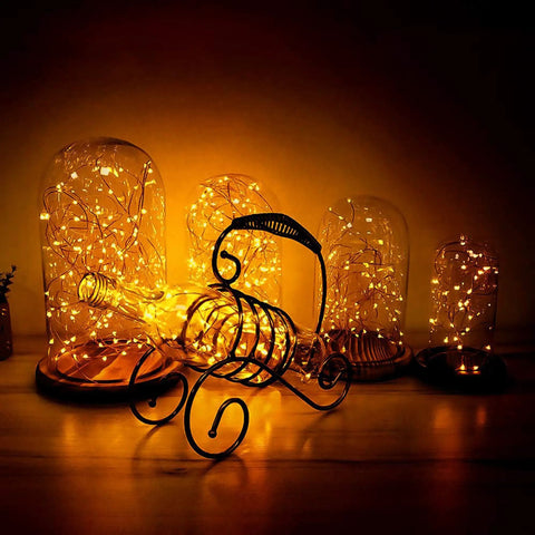 Fairy String Lights 33 Ft 100 LEDs Copper Wire Plug In Indoor Outdoor With 8 Lighting Modes And Memory Function decorating bottles