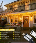Warm White Icicle Christmas Lights Outdoor Indoor 400 LED With 80 Drops About 48Ft Copper Wire on house exterior