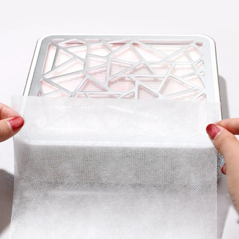 Applying 50 Pack Nail Dust Collector Filter Paper Pads For Nail Pros Lightweight PP Material Replacement Cotton Film Sheets
