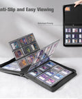 Top Loader Binder For Trading Cards And Sports Cards, Holds 324 Toploaders, 9 Pocket Pages, waterproof PU leather, open view