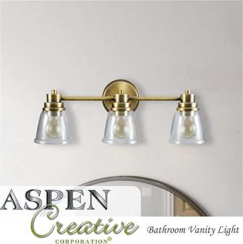 Three Light Metal Bathroom Vanity Wall Light Fixture 38 Inch Wide In Oil Rubbed Bronze With Clear Glass Shade Includes Three 60 Watt S19 Vintage Edison Bulbs UL Listed For Bathroom Use