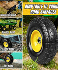 10 Inch Solid Rubber Dolly Wheel Set With Flat Free 4.10 To 3.50-4 Tires adapting to mountain, garden, stone, and dirt roads