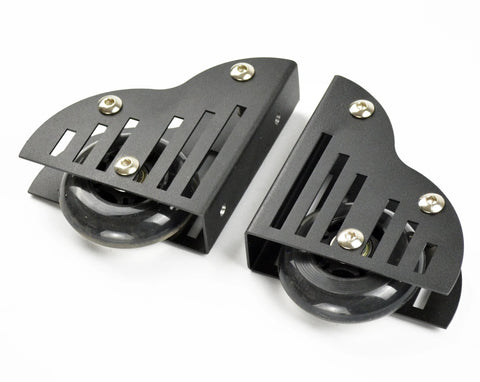 16Ft Rolling Ladder Hardware Sliding Rail Kit With Top Rollers And Braked Floor Wheels Full Metal Black Set visible