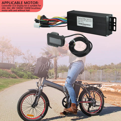 Electric Bike Controller LCD Display Kit For 24V 36V And 48V Systems 1000W To 1500W Motors 30A Sine Wave Controller With EN06 LCD Plug And Play All In One Complete Kit For E Bikes And Scooters Three Mode Operation