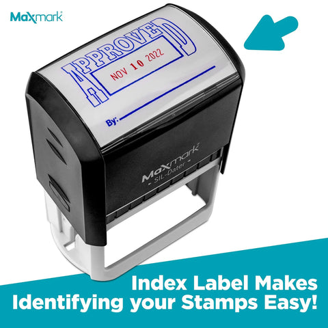 Workhorse Large Self Inking Rubber Date Office Stamp with stamped 'APPROVED NOV 10 2022', designed for easy office use.