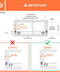 Diagram showing installation measurements for Under Mount Drawer Slide Three Quarter Inch Self Close, 18 Inch, Six Pairs.
