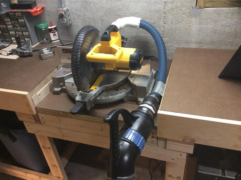 Polymer Dust Right Quick Change Multi Port Tool Set with Quick Change Handle For Dust Collection attached to saw