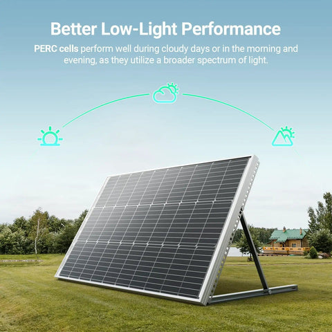High Efficiency Bifacial 100W 12V Solar Panel With 9BB Monocrystalline Cells for Battery Charging in outdoor setup