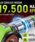3 Inch Mini Cordless Angle Grinder Delivering Top Shelf 16.8V Power And Quick Swap Dual Batteries Comes Fully Loaded With Six Cutting Discs For Slick Metal And Wood Tasks Around The Shop, showing durable motor and gears.