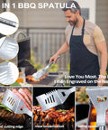 Heavy Duty Grillin Gift Set For Retired Men Dad Grandpa Boss Coworker Teacher BBQ Lovers man using spatula at grill