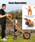 Person operating Beefy 2.2kW Gas Powered Post Hole Digger With 63cc 2-Stroke Engine, Rugged Earth Auger Ground Drill in field