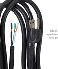 Heavy-Duty 9-Foot 16 AWG Three-Wire Appliance And Power Tool Cord With U Ground NEMA 5-15 Black Weather Resistant SJTW Outdoor Rated