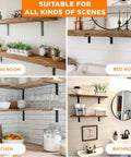 Heavy Duty 8 Inch L Shelf Brackets Pack Of 6 Black for floating shelves in various home settings