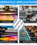 Image showing applications of 12 Inch Conveyor Belt Fastener Kit In 316 Stainless Steel Clipper Lacing for various industries.