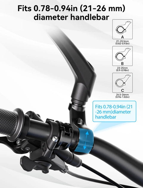 360 Degree Adjustable Bike Mirror With Long Arm Handlebar Mount for Safe HD Rear View on Scooters, Motorcycles, and E Bikes