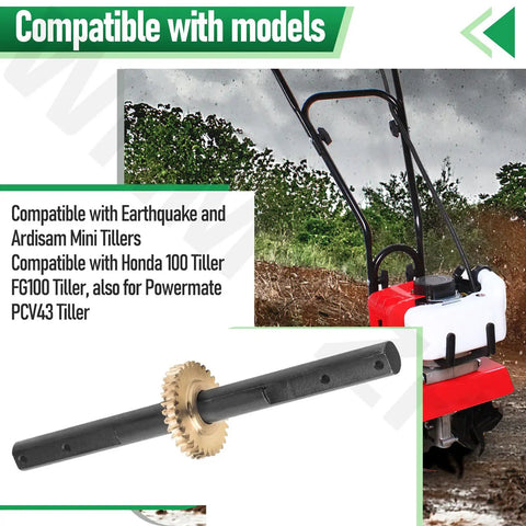 Replacement Tiller Shaft Tine Assembly Model 4651 For FG100 Tiller Cultivator And PCV43 Mini Tillers with gear detail