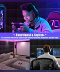 52 Pack Wedge Acoustic Foam Panels With Heavy Duty Self Adhesive To Ditch Echoes And Tame Bouncy Sounds Quick Peel Setup For Home Studios Gaming Rooms And Workspaces 1X12X12 Inches in use in gaming and studio settings.