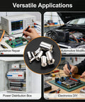 Top Notch 170 Piece Silver Plated Copper Wire Ferrules Kit With 8 AWG Sizes For Crimping Terminals To Stop Wire Fraying And Secure Loose Connections Perfect For Auto And Home Electrical Fixes, silver ferrules in use