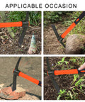Compact Heavy Duty Miniature Pick Mattock with Fiberglass Handle for gardening and camping, used for digging and breaking soil.