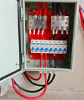 No Sweat 500A DC Combiner Box 4 To 2 Out Pre Wired Cable Kit For 48V Lifepo4 Battery Bank Parallel Hookup inside view with connections
